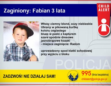 Miniatura: Zaginiony 3-letni Fabian. Ojciec: Fabianek...