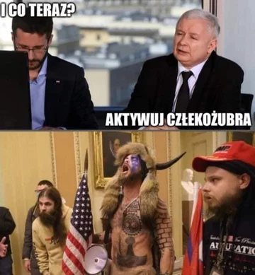 Mem z „Młodym” i Jarosławem Kaczyńskim 