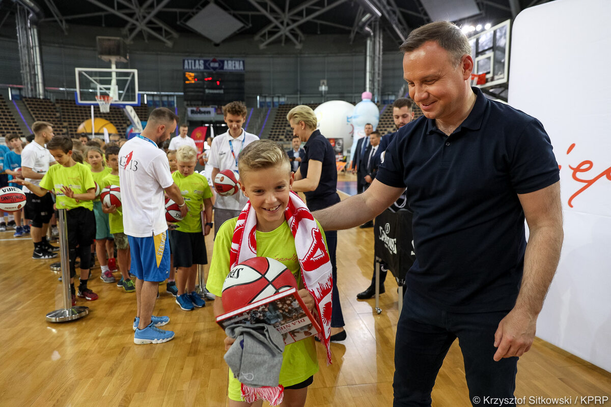 Andrzej Duda i Agata Duda na  Marcin Gortat Camp 