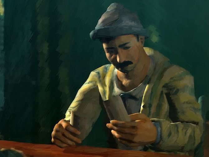 Paul Cezanne, "Gracze" - kadr z filmu