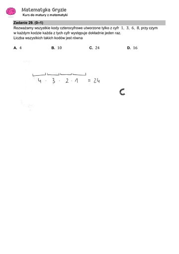Zadanie 29 &ndash; Matura 2024. Matematyka &mdash; poziom podstawowy, Formuła 2015 &mdash; arkusze z&nbsp;odpowiedziami