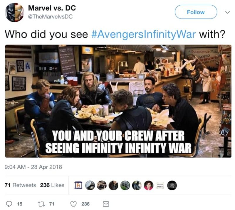Mem inspirowany filmem Avengers: Wojna bez granic 