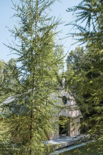 Drewniany dom w lesie, projekt Les Archinautes Linka, Les Archinautes