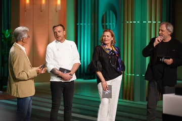 Grażyna Szapołowska, Jacek Fedorowicz i Andrzej Grabowski  w „Hell's Kitchen. Piekielna kuchnia” 