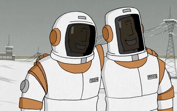 Kadr z&nbsp;filmu &bdquo;Nie możemy żyć bez kosmosu&rdquo; (2014)