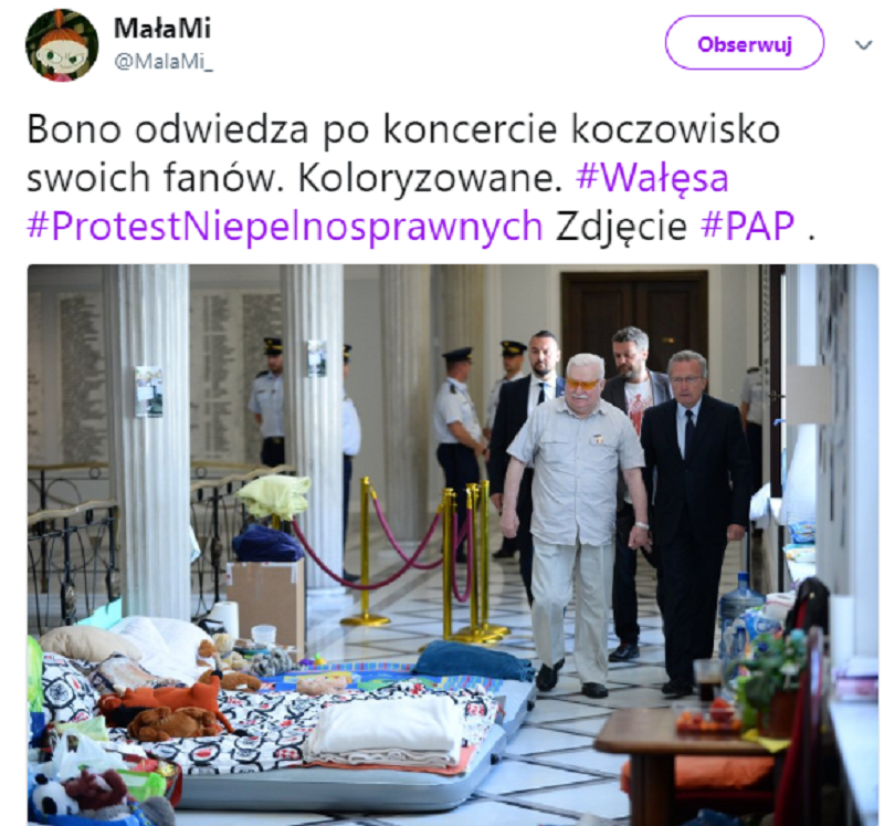 Mem po spotkaniu Lecha Wałęsy z protestującymi 