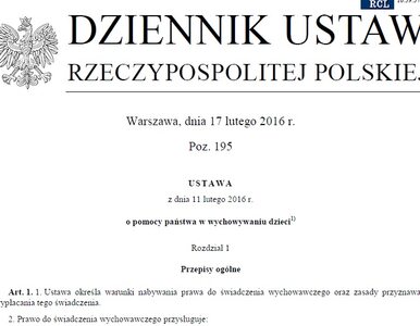 Miniatura: Ustawa wprowadzająca program "Rodzina...