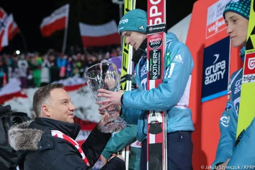 Prezydent Andrzej Duda na konkursie skoków narciarskich w Zakopanem 