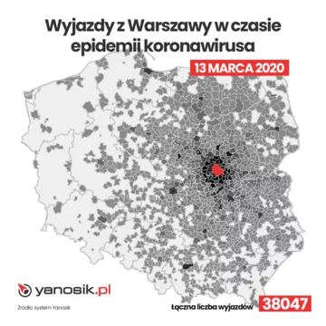 Wyjazdy z Warszawy w czasie epidemii koronawirusa 