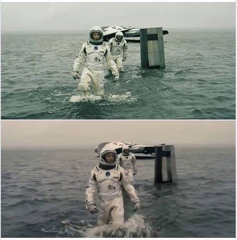 Mem zainspirowany zabawą 10 year challenge (tylko dla fanów „Interstellar”) 