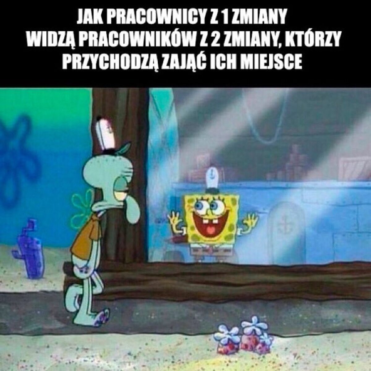 Mem inspirowany serialem „SpongeBob Kanciastoporty” 