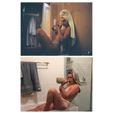 Idealne zdjęcie z Insagrama vs zwyczajne zdjęcie Celeste Barber 