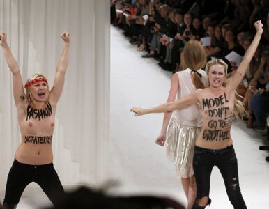 Miniatura: Nagie piersi na pokazie mody. FEMEN w akcji