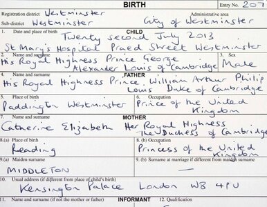 Miniatura: Royal Baby zarejestrowane. Zawód ojca?...