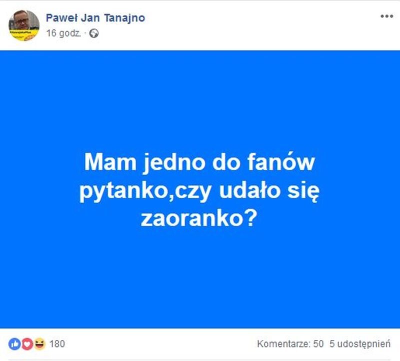 Komentarz na profilu facebookowym Pawła Tanajno po debacie 