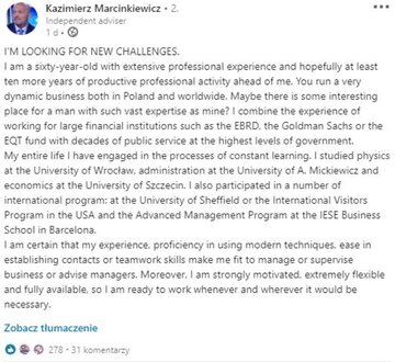 Kazimierz Marcinkiewicz na&nbsp;LinkedIn