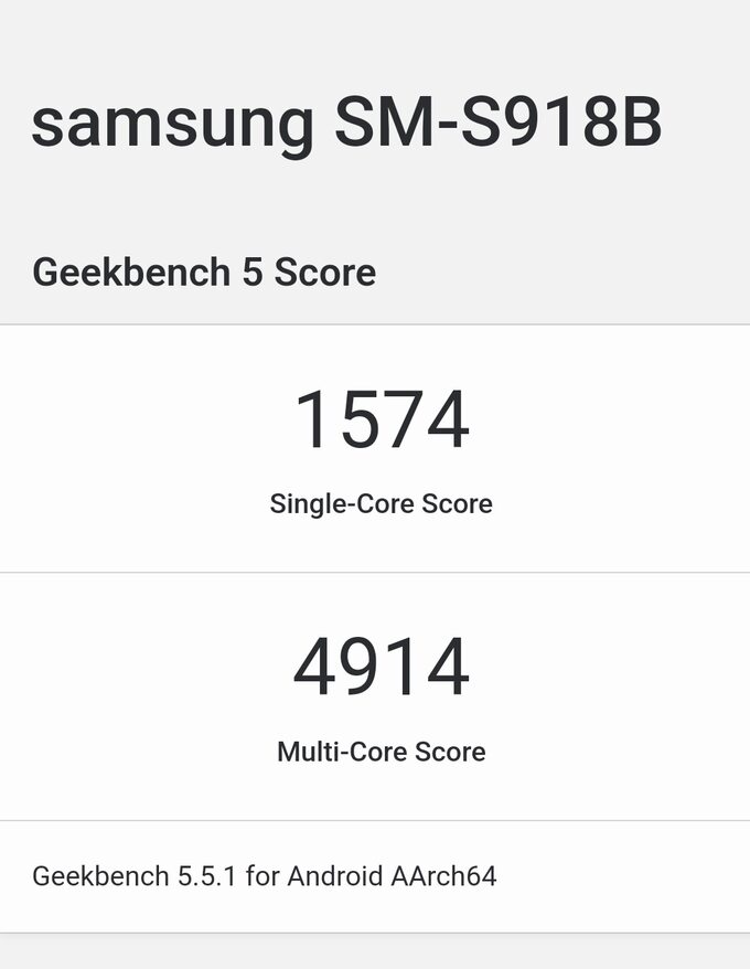 Samsung S23 Ultra - wynik testu