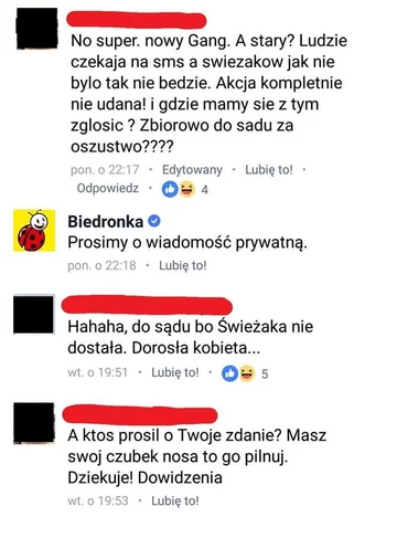 Screen z dyskusji o Świeżakach 