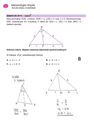 Matura 2024. Matematyka &mdash; poziom podstawowy, Formuła 2023 &mdash; arkusze z&nbsp;odpowiedziami &ndash; zadanie 20