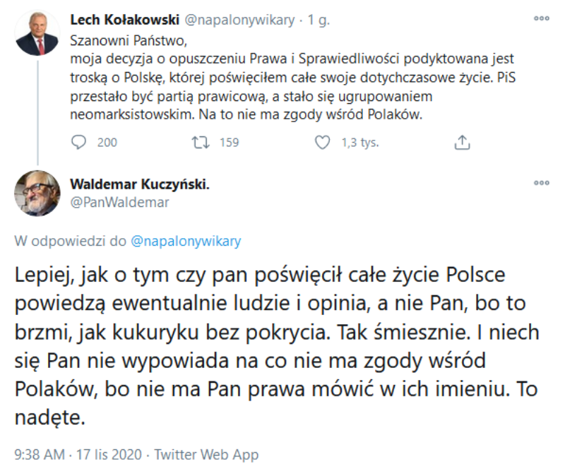 Komentarz byłego ministra Waldemara Kuczyńskiego do fałszywego wpisu Lecha Kołakowskiego 