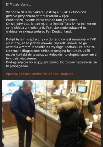 Pasta z Donaldem Tuskiem przerabiającym ceny 