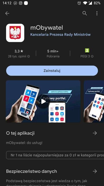 Aplikacja mObywatel w&nbsp;Sklep Play