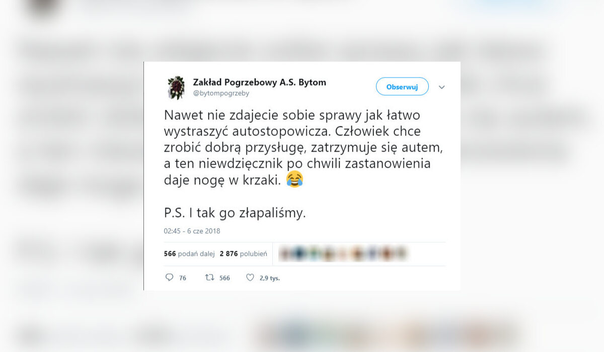 Wpisy zakładu pogrzebowego w mediach społecznościowych 