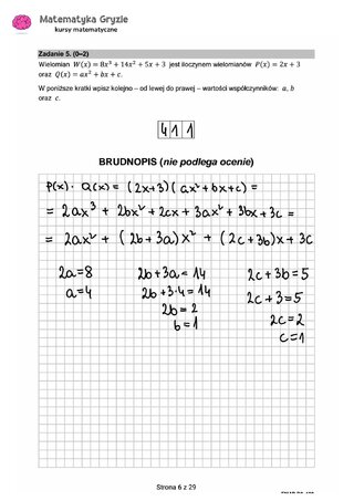Zadanie 5&nbsp;&ndash; Matura 2024. Matematyka &mdash; poziom rozszerzony, Formuła 2015 &mdash; arkusze z&nbsp;odpowiedziami