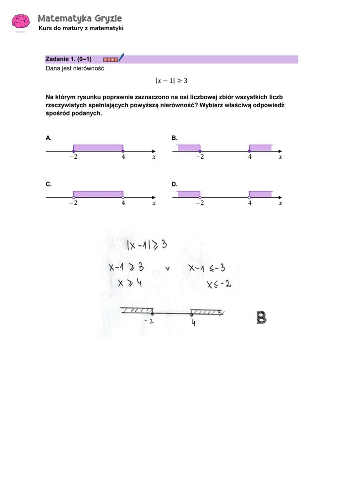 Matura 2024. Matematyka — poziom podstawowy, Formuła 2023 — arkusze z odpowiedziami – zadanie 1