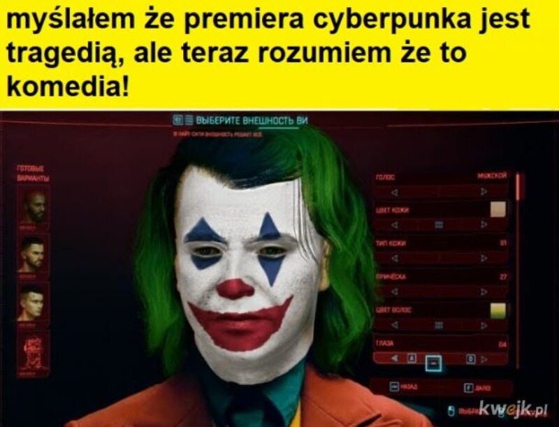 Mem po premierze Cyberpunka 2077 