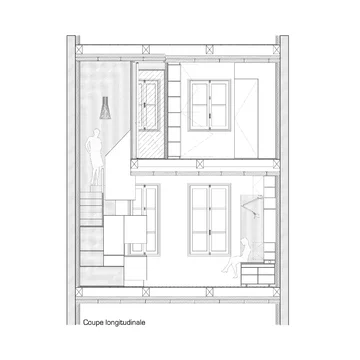 Kawalerka ze skrytkami, projekt Mickaël Martins Afonso & L’atelier miel V2com, 2180-01, kawalerka