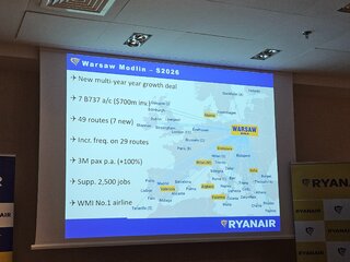 Nowe kierunki Ryanair z&nbsp;Warszawy-Modlina w&nbsp;sezonie Lato'26