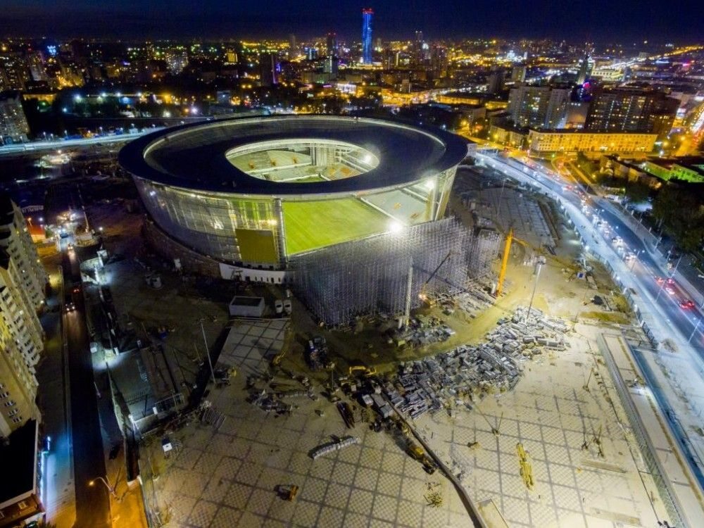 Budowa stadionu w Jekaterynburgu, sierpień 2017 