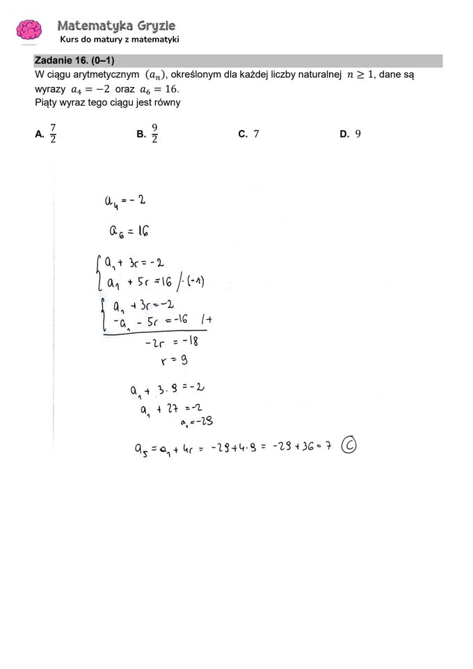 Zadanie 16 – Matura 2024. Matematyka — poziom podstawowy, Formuła 2015 — arkusze z odpowiedziami