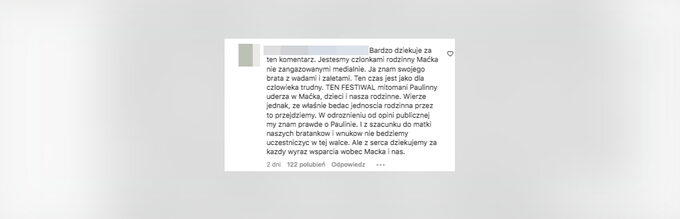 Komentarz siostry Macieja Kurzajewskiego