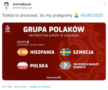 Mem po losowaniu grup Euro 2020 