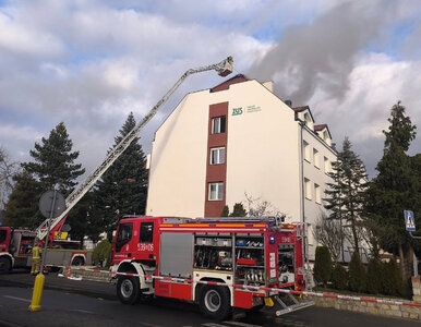 Miniatura: Płonie ZUS w Sztumie. Spod dachówek...