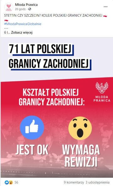 Wpis Młodej Prawicy na&nbsp;Facebooku