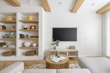 Nowoczesne mieszkanie z elementami boho, projekt WZ Studio WZ Studio, małe mieszkanie, OKK