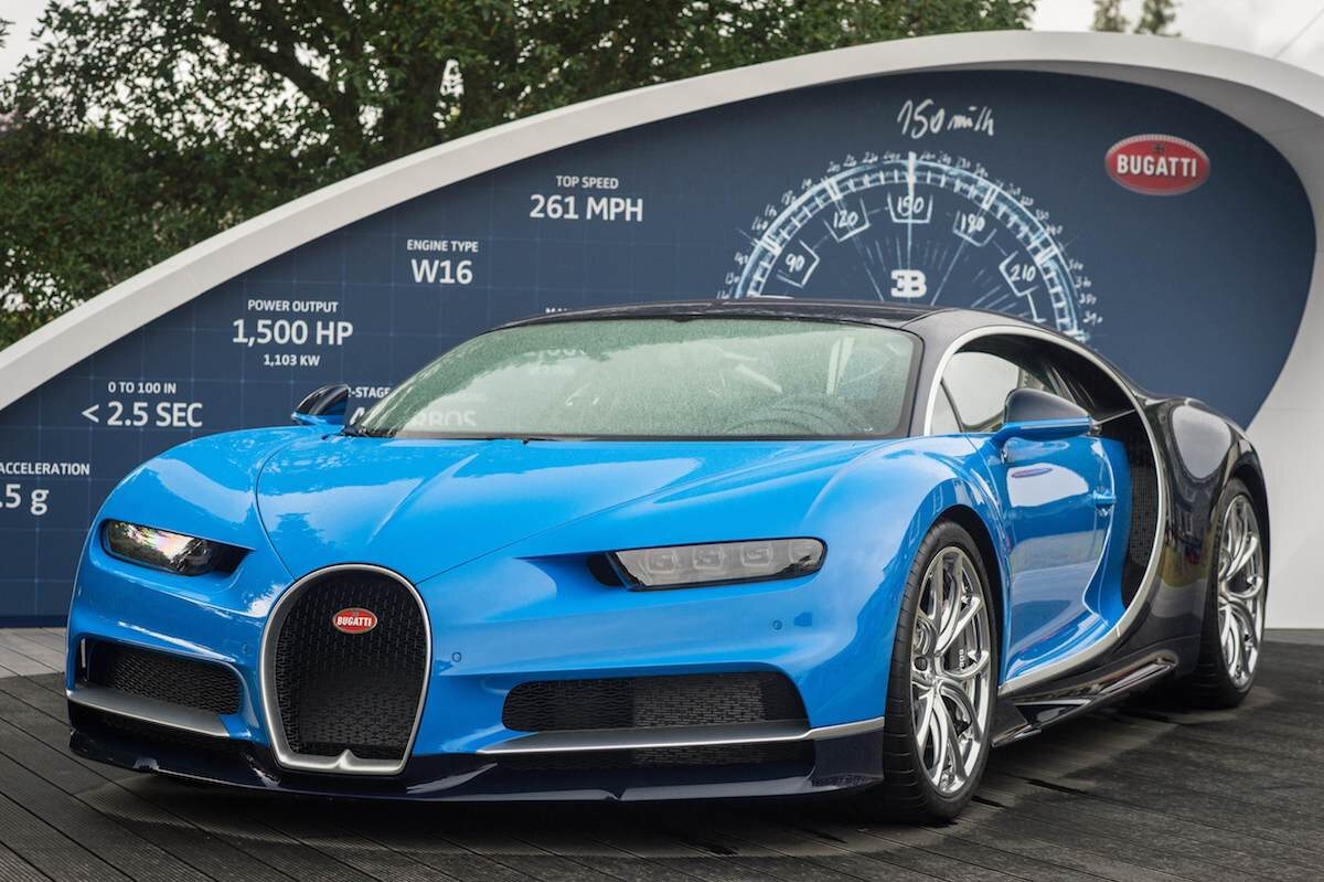 92 samochody Bugatti Chiron Bugatti Chiron to następca słynnego Veyrona. Przyspiesza do setki w 2,5 sekundy, a prędkość 200 km/h osiąga w 6,5 sek. Za 222 mln euro moglibyśmy kupić ponad 90 tych drogowych „potworów”.