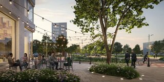 Wizualizacja inwestycji MURANO w&nbsp;Warszawie &ndash; projekt PROFBUD przy ul. Anielewicza, w&nbsp;sąsiedztwie Ogrodu Krasińskich i&nbsp;Muzeum POLIN, zaprojektowany przez BBGK Architekci