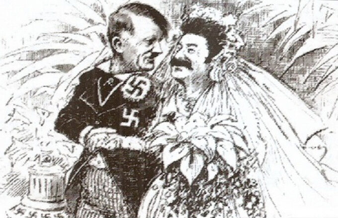 Angielska karykatura paktu o nieagresji między Niemcami a ZSRR