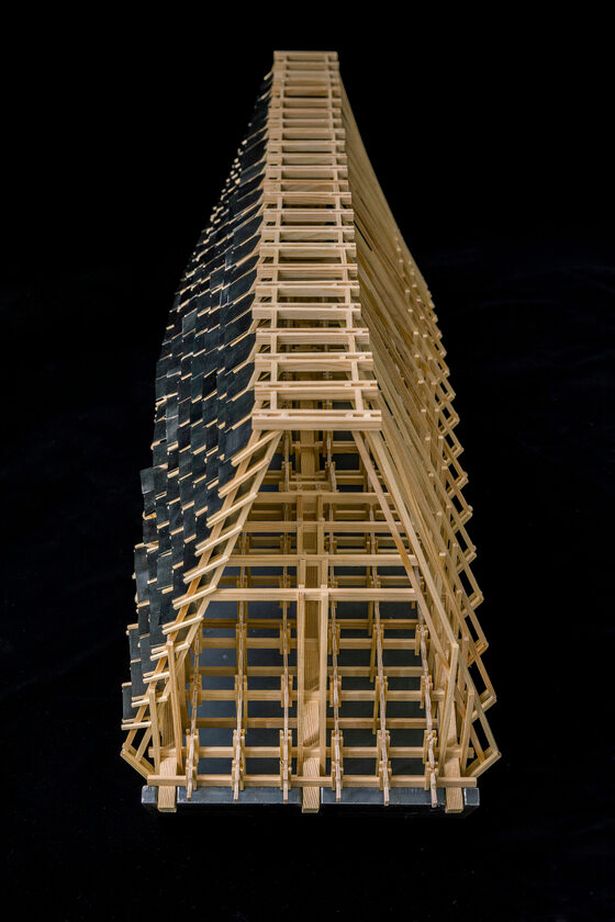 Drewniany most wygięty w łuk, projekt LUO studio v2com, most, 4713-01