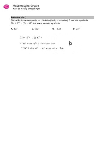 Zadanie 4&nbsp;&ndash; Matura 2024. Matematyka &mdash; poziom podstawowy, Formuła 2015 &mdash; arkusze z&nbsp;odpowiedziami