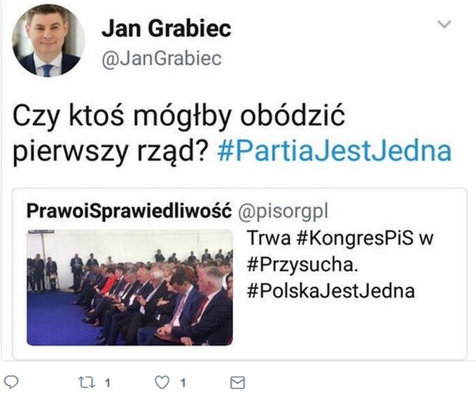 Pierwsza wersja wpisu rzecznika PO
