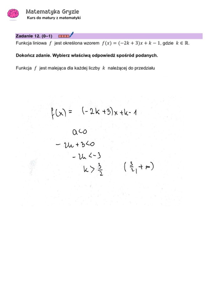 Matura 2024. Matematyka — poziom podstawowy, Formuła 2023 — arkusze z odpowiedziami – zadanie 12