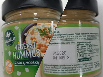 Wycofany hummus Carrefour Sensation, Vegetal Hummus z&nbsp;solą morską, 190 g