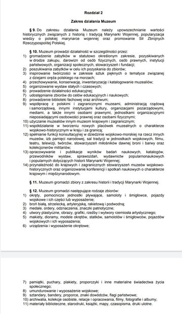 Fragment statutu Muzeum Marynarki Wojennej w&nbsp;Gdyni