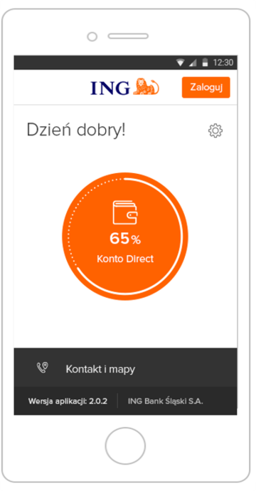Moje ING mobile - ekran logowania