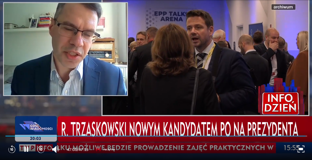 Paski TVP o nominacji Rafała Trzaskowskiego na kandydata na prezydenta 